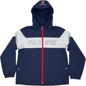 Polo Ralph Lauren Polo Sport Full Zip Windbreaker Spell out Colorblock 90s Sz XL